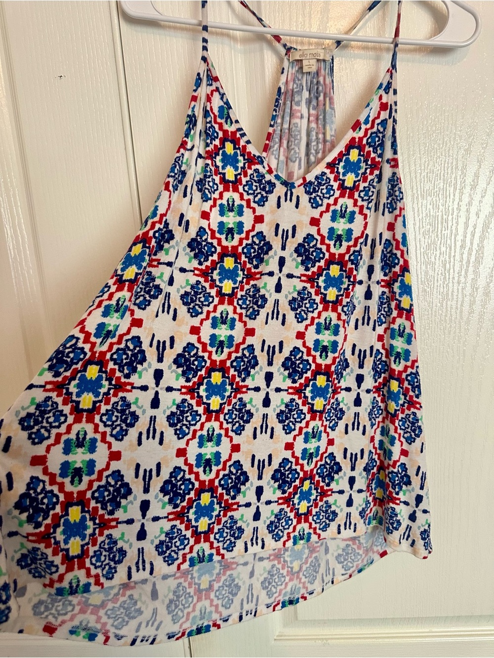Ella Moss White Multicolor Geometric V-Neck Cami
